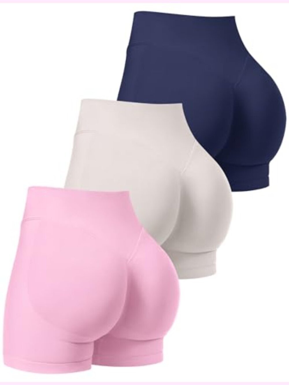 Seamless Scrunch Butt Lifting Workout Shorts 3 Pack Yoga Gym High Waisted Tummy
